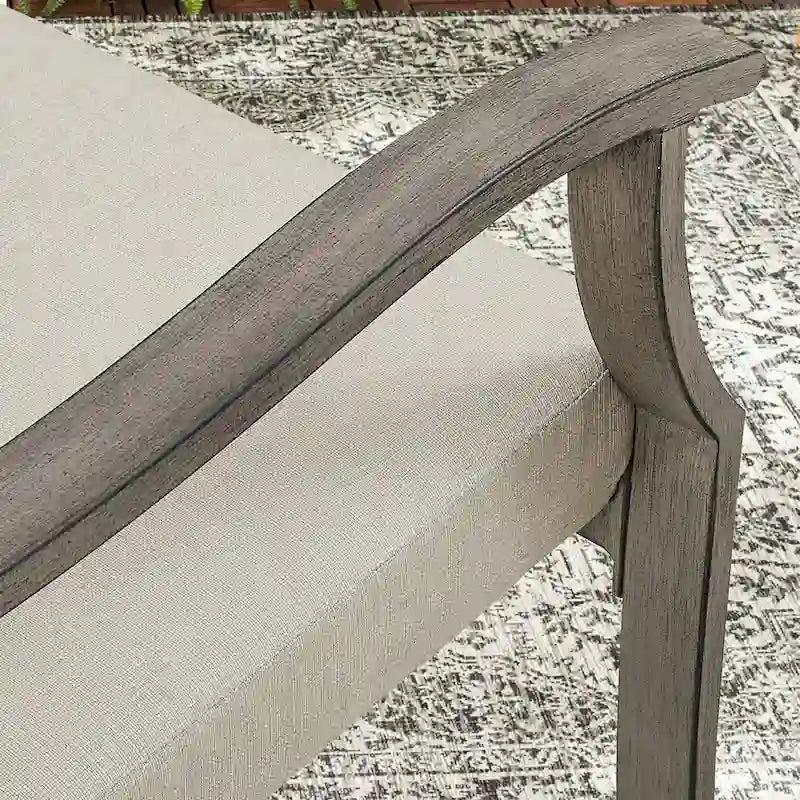 Outdoor Dining Bench Patio Loveseat Bench with Beige Cushion