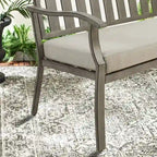Outdoor Dining Bench Patio Loveseat Bench with Beige Cushion