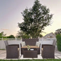 4-Piece Wicker Outdoor Sofa Set, 1 Loveseats, 2 Single Sofas, 1 Table