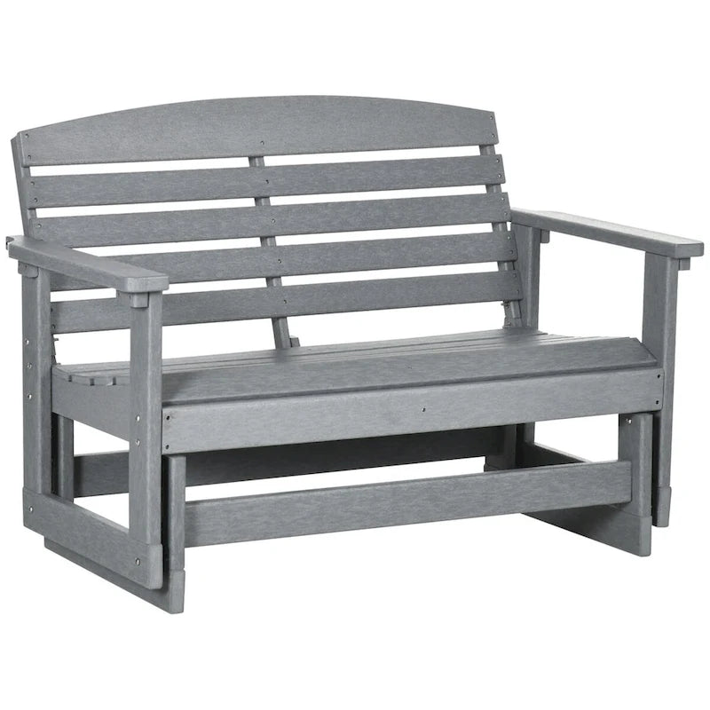 2-Person Outdoor Glider Bench Rocking Chair w/ Slatted HDPE Frame