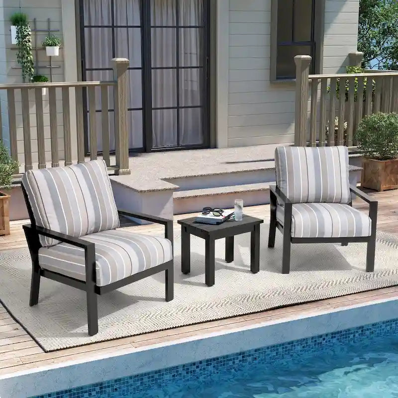 Pellebant Outdoor 3-Piece Aluminum Patio Conversation Sets with Cushions - Set of 3