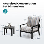 Pellebant Outdoor 3-Piece Aluminum Patio Conversation Sets with Cushions - Set of 3