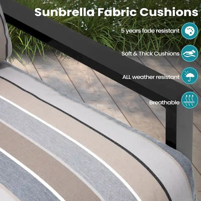 Pellebant Outdoor 3-Piece Aluminum Patio Conversation Sets with Cushions - Set of 3