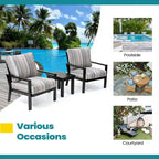 Pellebant Outdoor 3-Piece Aluminum Patio Conversation Sets with Cushions - Set of 3