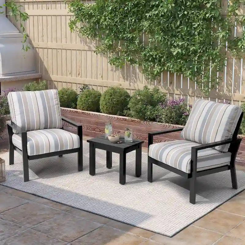 Pellebant Outdoor 3-Piece Aluminum Patio Conversation Sets with Cushions - Set of 3
