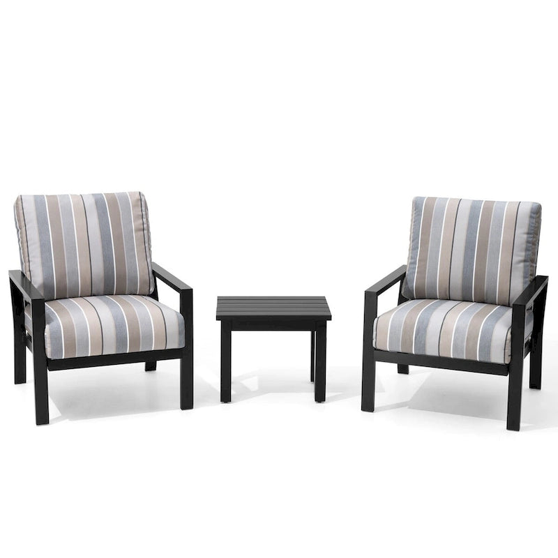 Pellebant Outdoor 3-Piece Aluminum Patio Conversation Sets with Cushions - Set of 3