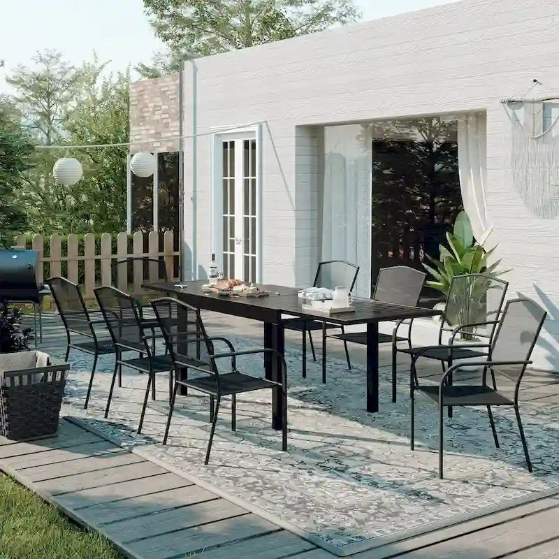 9 Pieces Outdoor Dining Set with Rectangular Dining Table