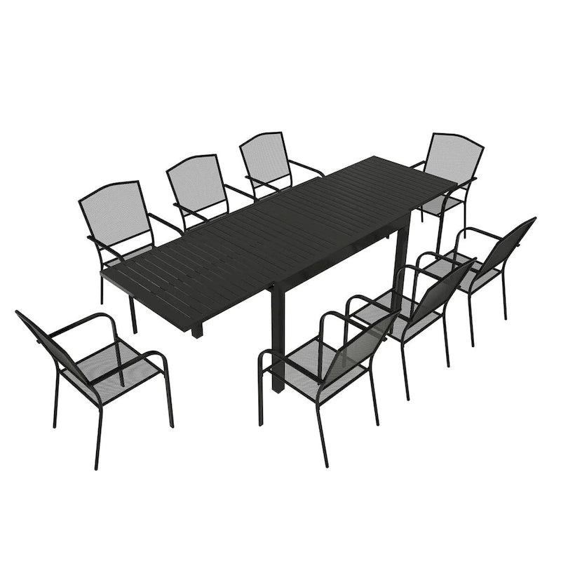 9 Pieces Outdoor Dining Set with Rectangular Dining Table