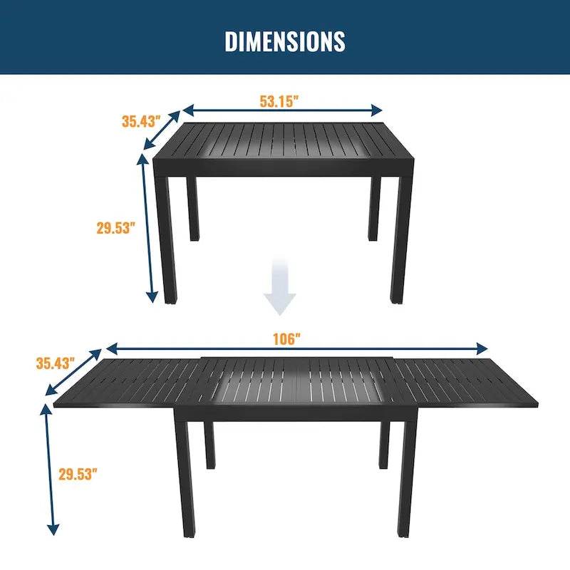 9 Pieces Outdoor Dining Set with Rectangular Dining Table