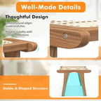 1/2 PCS Ottoman Footstool Natural Teak Wooden Foot Rest w/ Rattan