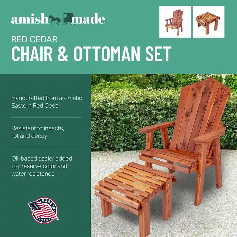 American Furniture Classics Model MM104 111 CEDAR Stationary Chair with Stationary Ottoman
