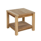 RRI Goods Teak Wood Side Table with Storage, Indoor and Outdoor Wooden End Table Deck, Porch, Balcony Backyard - 18W