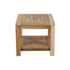 RRI Goods Teak Wood Side Table with Storage, Indoor and Outdoor Wooden End Table Deck, Porch, Balcony Backyard - 18W