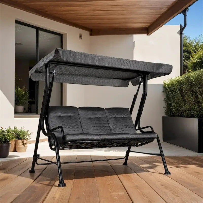 Outsunny Patio Swing Chair,Outdoor Swing Glider with Adjustable Canopy