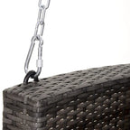 Outdoor 2-Person Wicker Hanging Swing Bench, Porch Swing Chair with Cushions & Two Chains