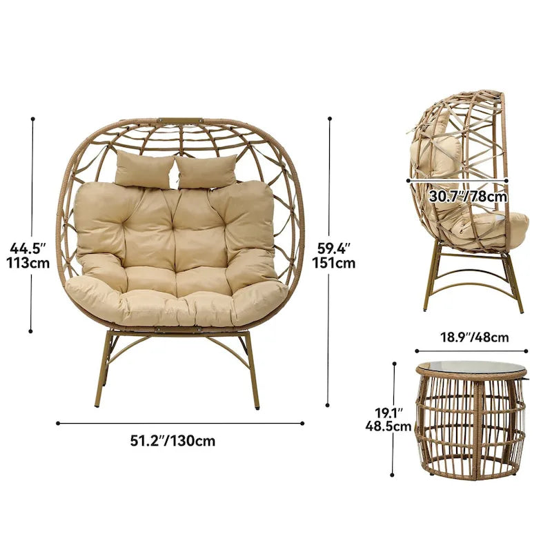Double egg chair with end table