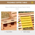 3-Seater Wooden Patio Swing Bench with Folding Coffee Table