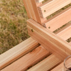 3-Seater Wooden Patio Swing Bench with Folding Coffee Table