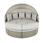 Gray All-Weather PE Rattan Outdoor Round Sectional Daybed Set