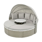 Gray All-Weather PE Rattan Outdoor Round Sectional Daybed Set