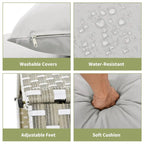 Gray All-Weather PE Rattan Outdoor Round Sectional Daybed Set