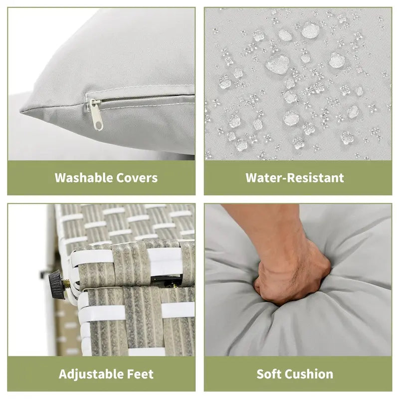 Gray All-Weather PE Rattan Outdoor Round Sectional Daybed Set