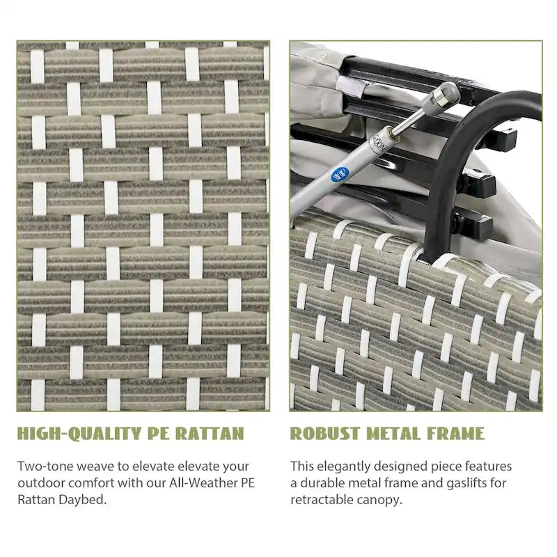 Gray All-Weather PE Rattan Outdoor Round Sectional Daybed Set