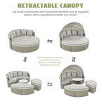 Gray All-Weather PE Rattan Outdoor Round Sectional Daybed Set
