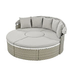 Gray All-Weather PE Rattan Outdoor Round Sectional Daybed Set