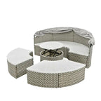 Gray All-Weather PE Rattan Outdoor Round Sectional Daybed Set