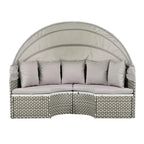 Gray All-Weather PE Rattan Outdoor Round Sectional Daybed Set