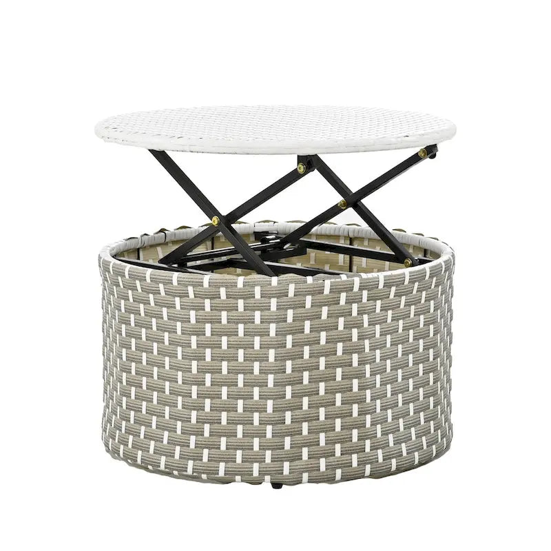 Gray All-Weather PE Rattan Outdoor Round Sectional Daybed Set