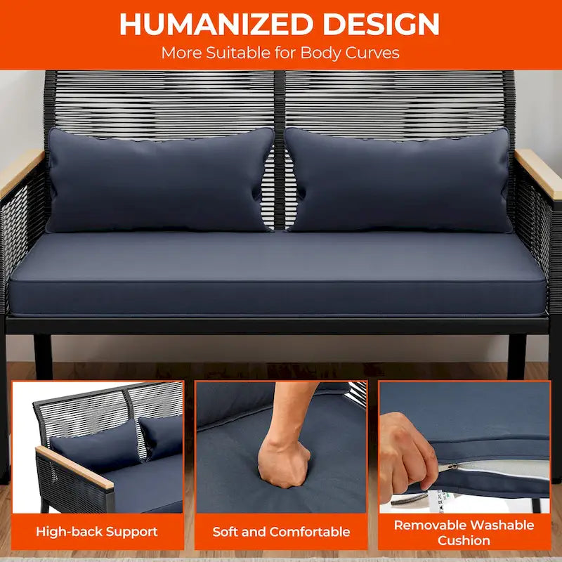 Moasis Wicker Patio Loveseat - 28.3L x 23.6W x 37.4H