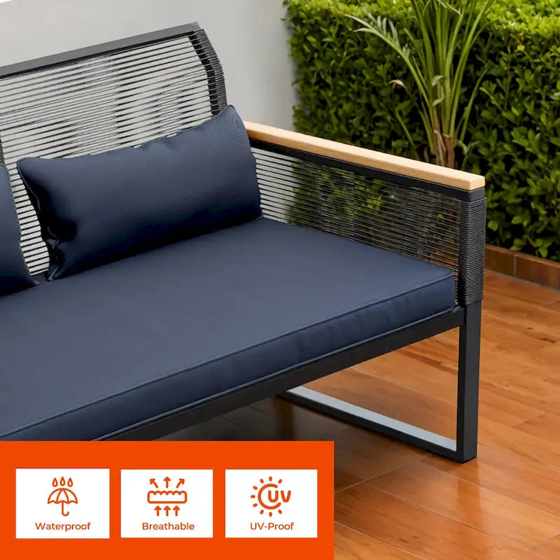 Moasis Wicker Patio Loveseat - 28.3L x 23.6W x 37.4H