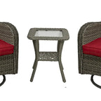 3 Pieces Patio Furniture Rocking Set with Rattan Side Table