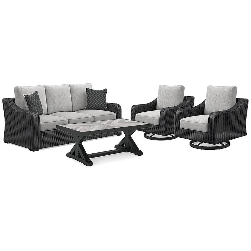 Signature Design by Ashley Beachcroft Outdoor Sofa and 2 Chairs with Coffee Table