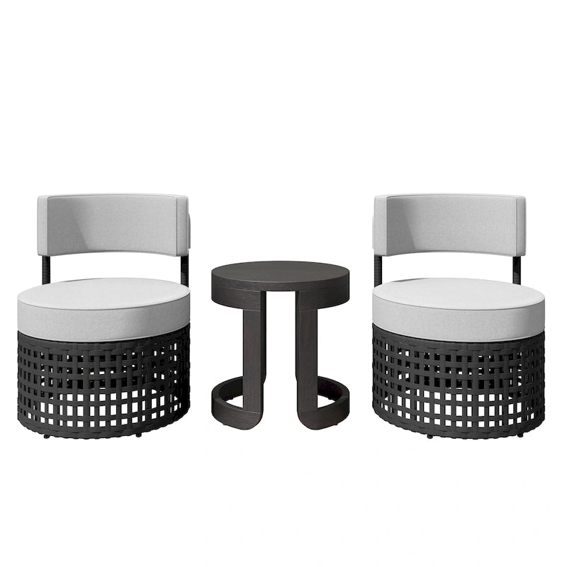 Corvus Donges 3-piece Outdoor Wicker Conversation Set