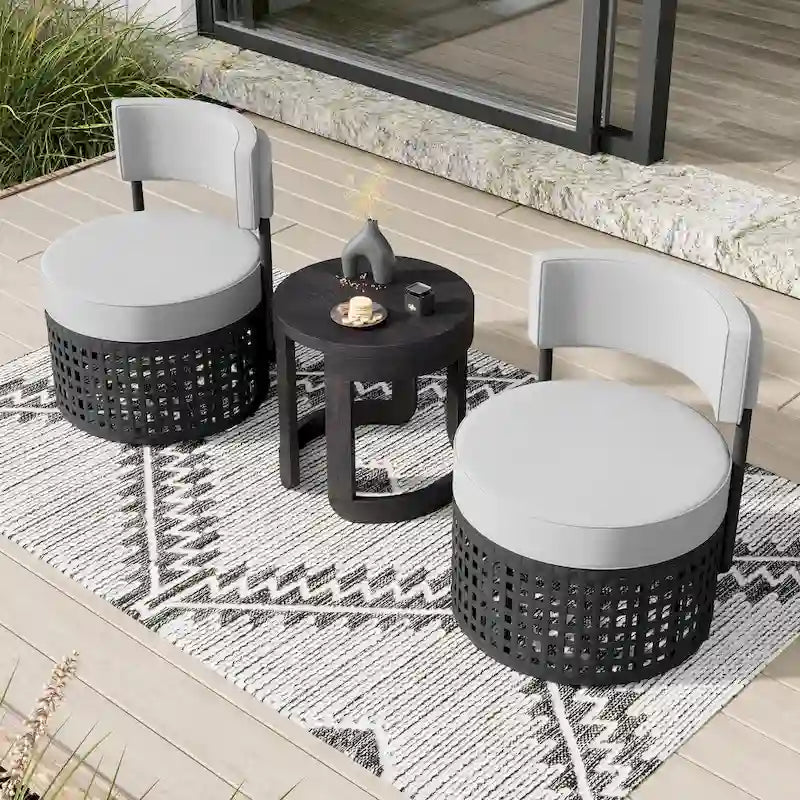Corvus Donges 3-piece Outdoor Wicker Conversation Set
