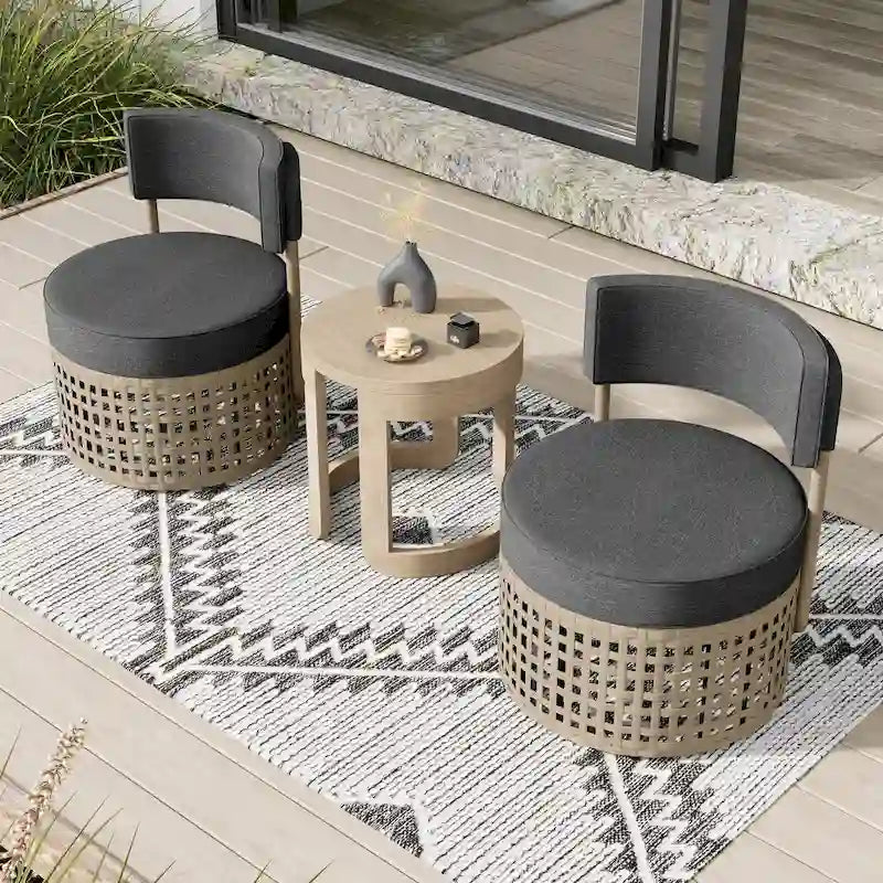 Corvus Donges 3-piece Outdoor Wicker Conversation Set