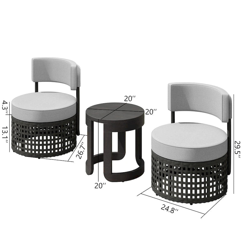 Corvus Donges 3-piece Outdoor Wicker Conversation Set