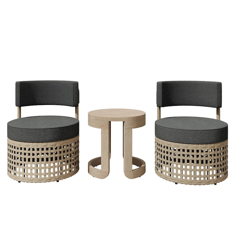 Corvus Donges 3-piece Outdoor Wicker Conversation Set