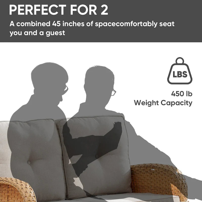 Patio Furniture Wicker Love-seat Sofa - Yellow