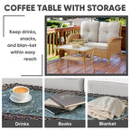 Patio Furniture Wicker Love-seat Sofa - Yellow