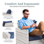 High Back Patio Chairs with Coffee Table - Light Grey