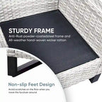 High Back Patio Chairs with Coffee Table - Light Grey