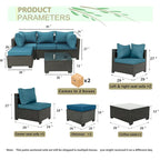 5-Piece Brown Wicker Outdoor Sectional Set with Cushions and Coffee Table