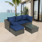 5-Piece Brown Wicker Outdoor Sectional Set with Cushions and Coffee Table