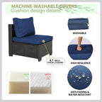 5-Piece Brown Wicker Outdoor Sectional Set with Cushions and Coffee Table