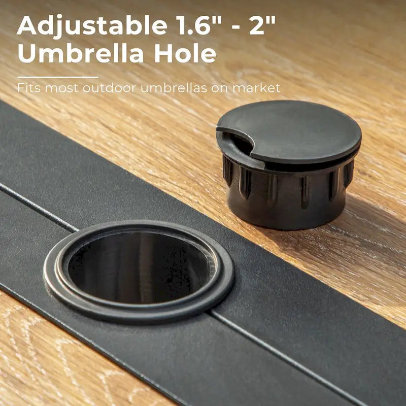 MAISON ARTS 7 PCS Outdoor Patio Dining Set with High Back Padded Swivel Chair and a Wood Grain Table with Umbrella Hole