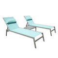 Patio Chaise Lounge Set of 3,Aluminum Pool Lounge Chairs with Side Table,Outdoor Adjustable Recliner All Weather for Poolside